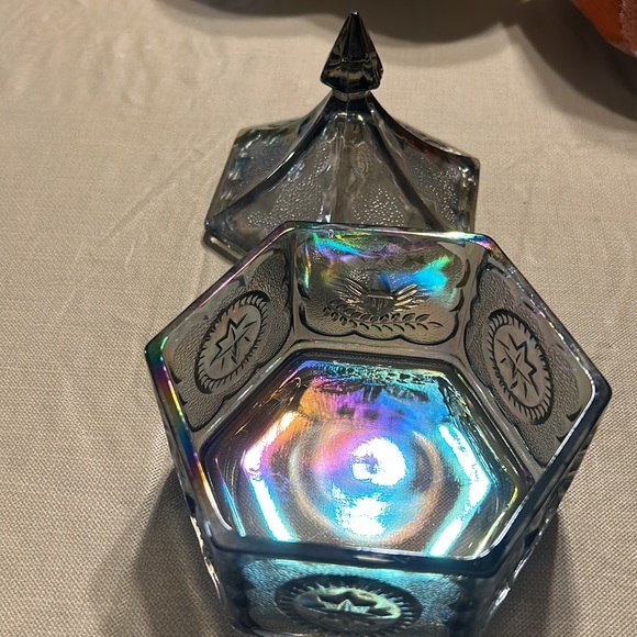 Fenton Carnival Glass Green Antique Candy Dish - Picture 8 of 9